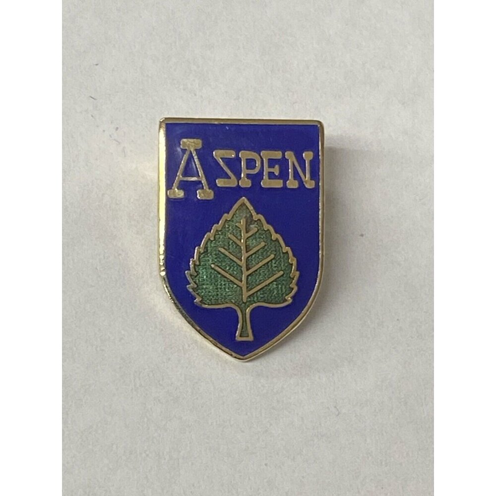 1979 Aspen Leaf Shield Ski Hat Lapel Pin Colorado Resort Souvenir Skiing